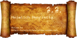 Heimlich Henrietta névjegykártya